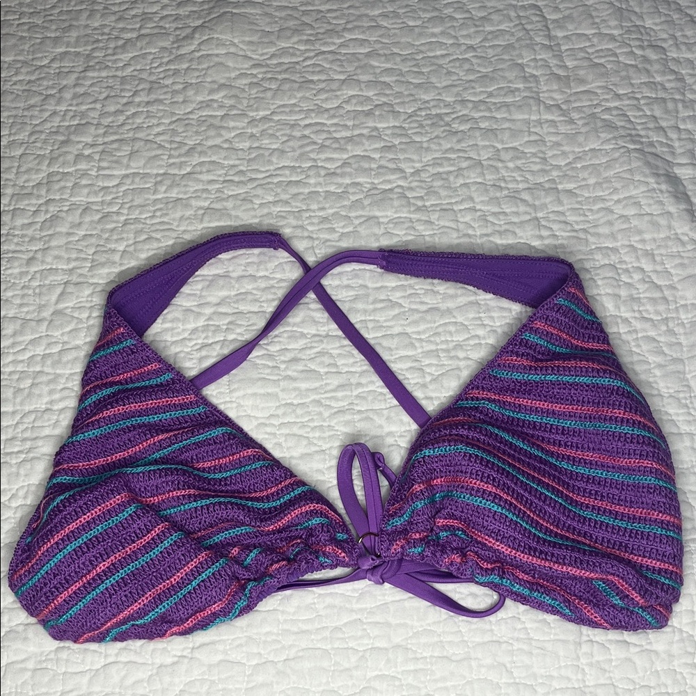 Shade & Shore Multicolor Striped Bikini Top